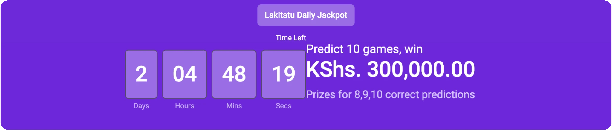 Odibet Kenya jackpot games with countdown timer